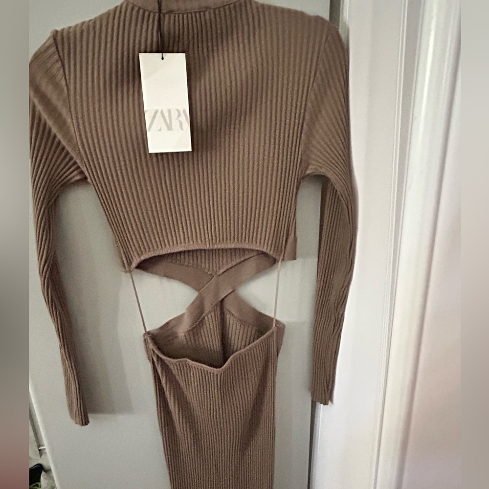 π Zara Taupe Ribbed Dress - Picture 5 of 5